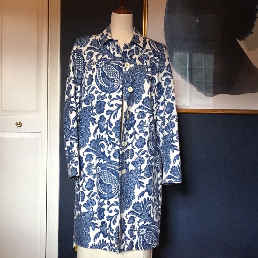 J. McLaughlin Wellington Long Jacket in Indigo Vineyard Size M NWT
